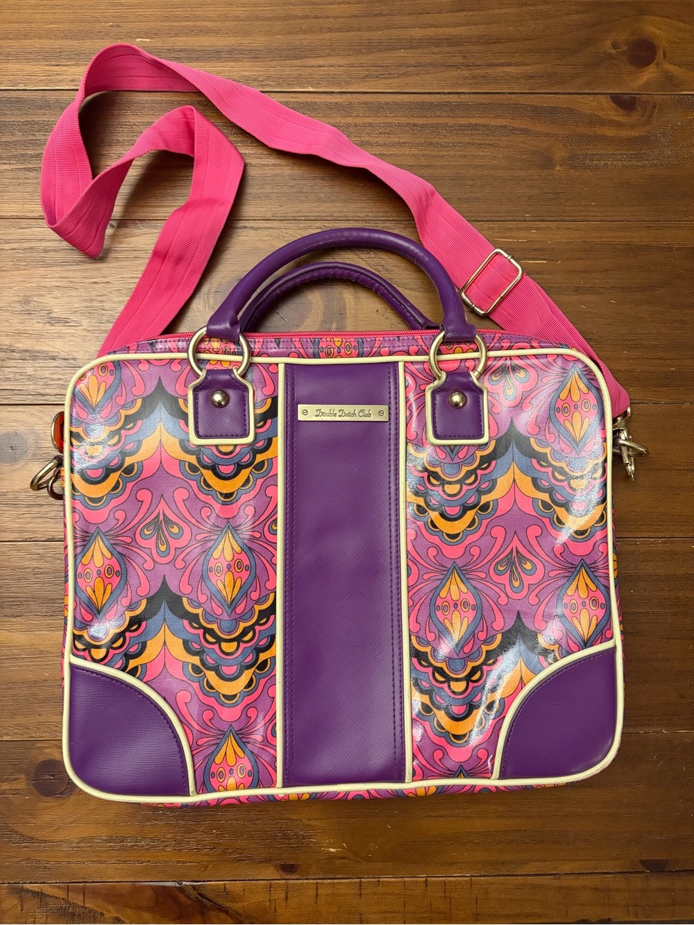 Double Dutch Club Purple Paisley Laptop Bag Crossbody